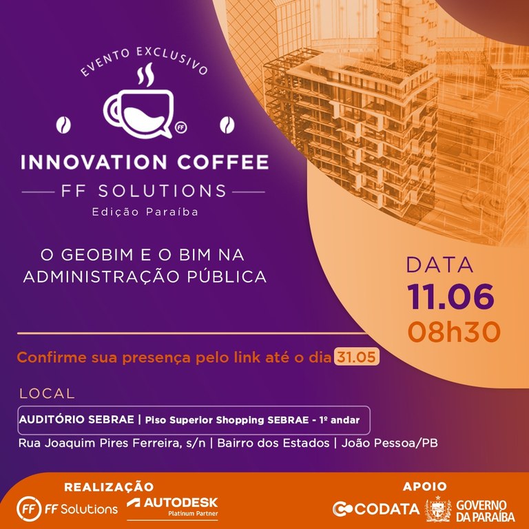 CODATA Apoia a realização do "InnovationCoffee - GeoBIM e BIM na Administração Pública" em João Pessoa