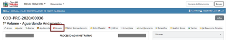 2.4 Edição, Exclusão e Cancelamento de Documentos cancelar