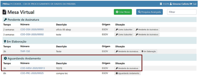 2.6 Assinar Documento pendente de assinatura