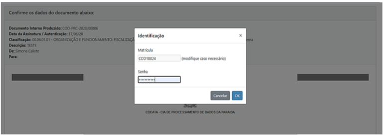 2.6 Assinar Documento login