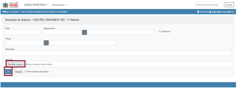 3.1 Anexar Documento escolher arquivo