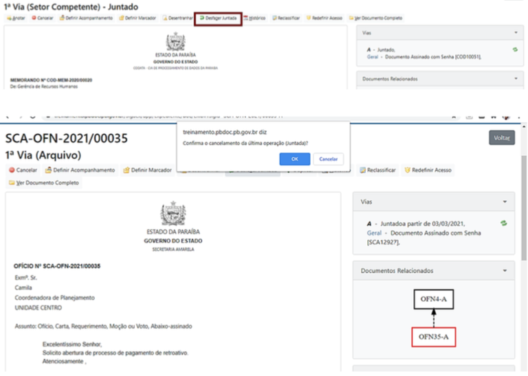 3.3 Juntar Documento desfazer juntada