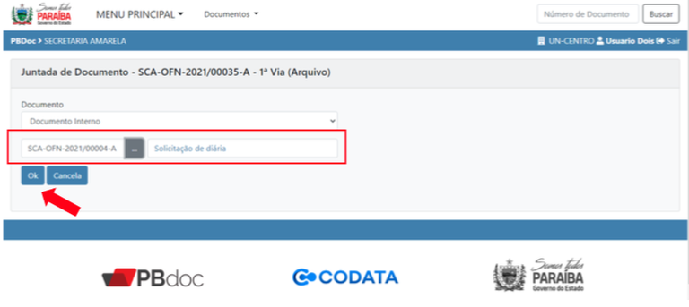 3.3 Juntar Documento seleção de documento ok