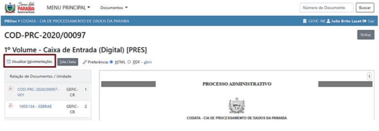 3.6 Visualizar Documento visualizar movimentação