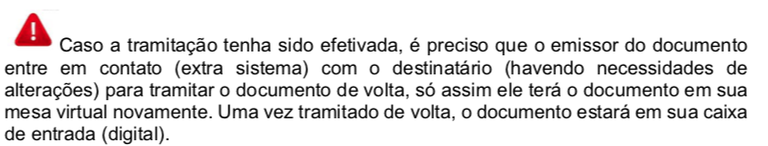 4.2 Desfazer Tramitação de Documento processo de volta