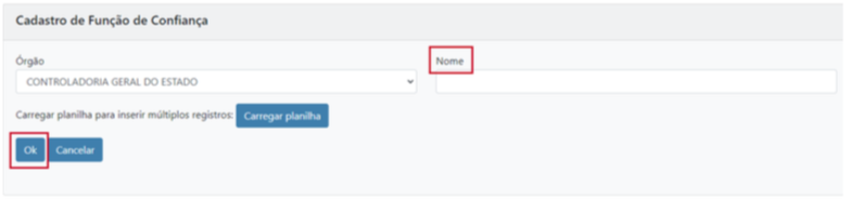 7.3 Cadastro de Função de Confiança nome