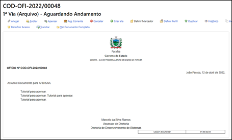 4.3 Apensar Aguardando andamento