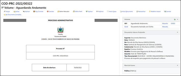 5.1 Criar processo administrativo