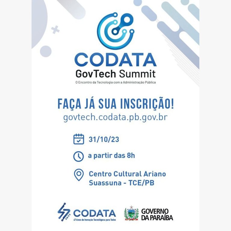 Codata inscreve para evento GovTechSummit que acontece no próximo dia 31