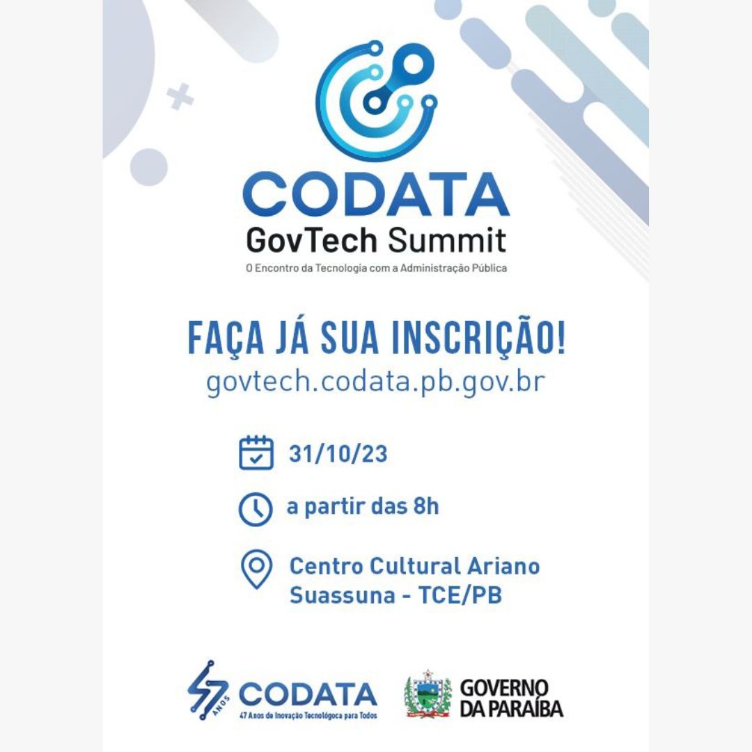 Codata inscreve para evento GovTechSummit que acontece no próximo dia 31