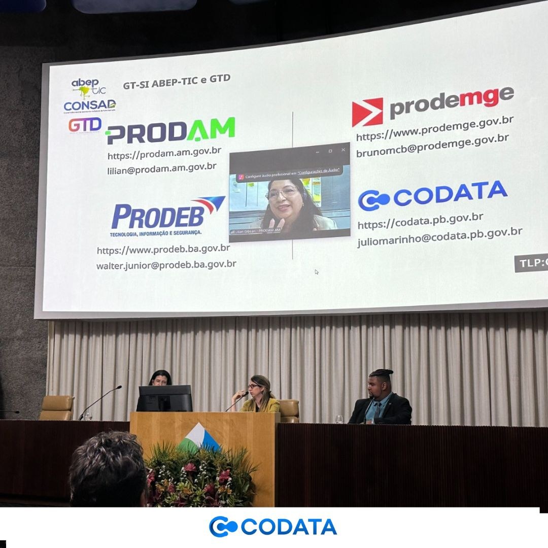Durante o painel “Evolução de Maturidade em Cibersegurança”, o representante da CODATA compartilhou experiências e boas práticas ao lado de especialistas do Tribunal de Contas da União (TCU) e da Secretaria de Governo Digital do Ministério da Gestão e da Inovação em Serviços Públicos (MGI).