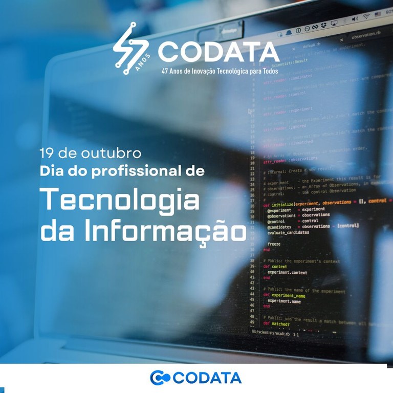 No dia 19 de outubro, em celebração ao Dia do Profissional de Tecnologia da Informação, o Presidente da Companhia de Processamento de Dados da Paraíba (CODATA), Giuseppe Guido, enviou uma mensagem de reconhecimento aos servidores da Companhia que têm desempenhado um papel crucial no desenvolvimento tecnológico do nosso Estado. Nesta homenagem, o Presidente não apenas destacou a contribuição fundamental dos servidores da CODATA para a expansão dos serviços digitais, mas também expressou sua sincera gratidão pelo esforço e dedicação demonstrados por esses profissionais.     A seguir a homenagem na íntegra:     Caros colegas da Companhia de Processamento de Dados da Paraíba - CODATA,     Hoje, 19 de outubro, celebramos o Dia do Profissional de Tecnologia da Informação, uma data que nos convida a reconhecer o papel vital que desempenhamos na transformação de desafios em conquistas. É com grande alegria que compartilhamos esse dia com uma equipe tão talentosa e dedicada como a nossa, que trabalha incansavelmente para levar adiante a missão da CODATA.     Em um mundo que está em constante evolução, nossa área desempenha um papel fundamental na construção do presente e do futuro. Somos os arquitetos digitais, os guardiões das informações, os solucionadores de problemas tecnológicos e, acima de tudo, os catalisadores da inovação. É nosso empenho, nosso compromisso com a excelência, que impulsiona a CODATA para o sucesso.     Neste Dia do Profissional de Tecnologia da Informação, quero expressar minha gratidão a cada um de vocês. É o trabalho árduo, a criatividade, a resiliência e a paixão que vocês demonstram diariamente que fazem da CODATA uma referência em nosso estado e no país.     Ao longo dos anos, enfrentamos desafios significativos, desde o aumento das demandas por serviços digitais até a proteção de dados sensíveis em um ambiente cada vez mais complexo. Contudo, não apenas enfrentamos esses desafios, mas também os transformamos em oportunidades. Crescemos e evoluímos juntos, sempre na vanguarda da inovação tecnológica.     Hoje, gostaria de convidá-los a refletir sobre o impacto positivo que nosso trabalho tem nas vidas das pessoas e no desenvolvimento de nossa região. Cada linha de código que escrevemos, cada sistema que implantamos, cada problema que resolvemos, contribui para melhorar a qualidade de vida das pessoas e impulsionar o progresso de nosso estado.     À medida que avançamos, enfrentando novos desafios e abraçando novas oportunidades, lembrem-se sempre do nosso compromisso com a ética, a transparência e a inovação. Nossa responsabilidade é grande, e nossa capacidade de fazer a diferença é imensa.     Hoje é o dia de celebrar o que somos e o que fazemos. Agradeço a todos por sua dedicação e trabalho árduo. Feliz Dia do Profissional de Tecnologia da Informação!     Com gratidão,     Giuseppe Guido  Presidente da Companhia de Processamento de Dados da Paraíba - CODATA  47 Anos de Inovação Tecnológica para Todos