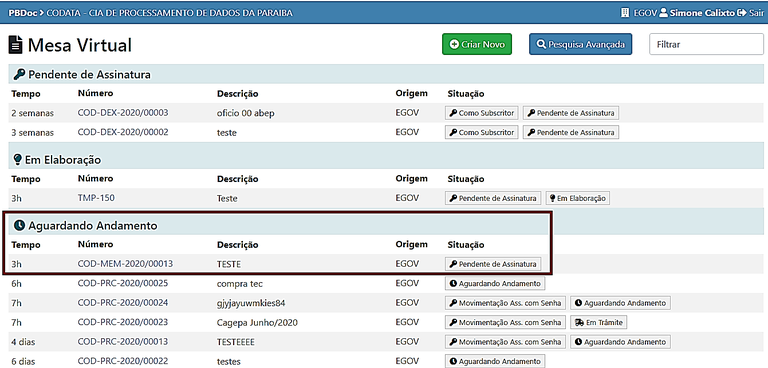 2.6 Aguardando andamento